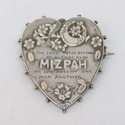 Victorian Sterling Silver Mizpah Sweetheart Brooch Antique 1892 Birmingham