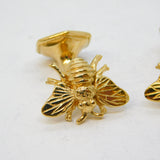 Pair of Sterling Silver Gilt Honeycomb & Bee Gents Cufflinks Vintage London