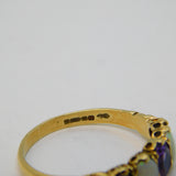 9ct Yellow Gold Graduating Amethyst & Opal Boat Ring Vintage 1993 Sheffield