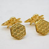 Pair of Sterling Silver Gilt Honeycomb & Bee Gents Cufflinks Vintage London