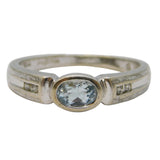 9ct White Gold, Aquamarine & Diamond Dress Ring Vintage Birmingham