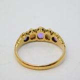 9ct Yellow Gold Graduating Amethyst & Opal Boat Ring Vintage 1993 Sheffield