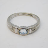 9ct White Gold, Aquamarine & Diamond Dress Ring Vintage Birmingham