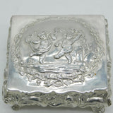 Victorian Sterling Silver Cherub Pattern Jewellery Box Antique 1901 Birmingham