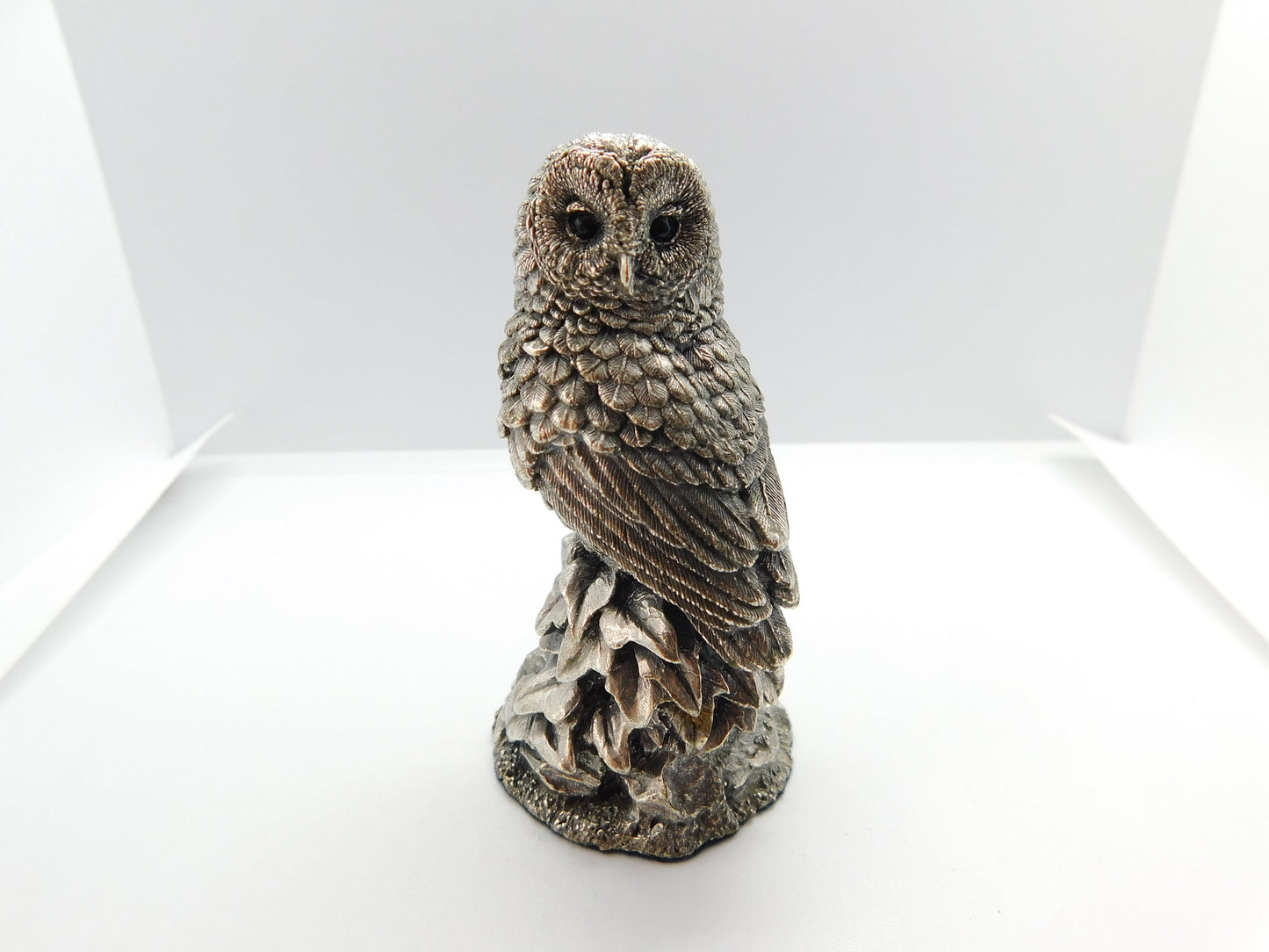 Sterling Silver Sitting Wise Owl Figurine Sculpture 1989 Birmingham Vintage