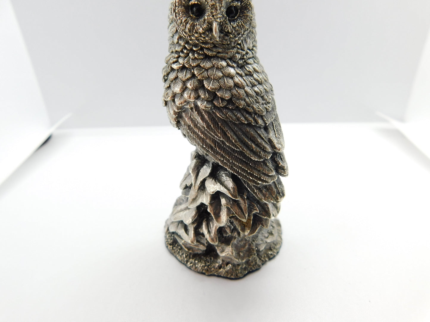 Sterling Silver Sitting Wise Owl Figurine Sculpture 1989 Birmingham Vintage