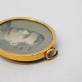 Victorian 9ct Gold Mounted Porcelain Portrait Mourning Locket Pendant Antique