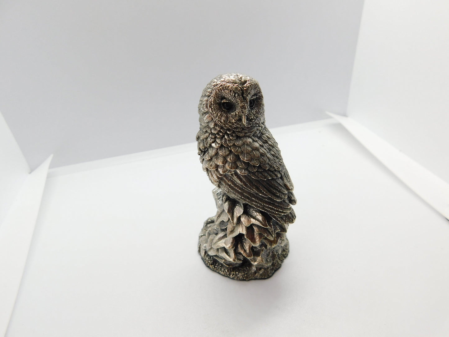 Sterling Silver Sitting Wise Owl Figurine Sculpture 1989 Birmingham Vintage