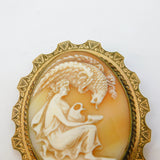 Victorian Rolled Gold Carved Shell Hebe & the Eagle Cameo Brooch Antique c1860