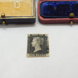 Victorian Penny Black 1d Postage Stamp PF 4 Margin Example Antique 1840 VF