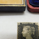 Victorian Penny Black 1d Postage Stamp PF 4 Margin Example Antique 1840 VF