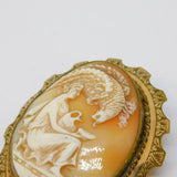 Victorian Rolled Gold Carved Shell Hebe & the Eagle Cameo Brooch Antique c1860