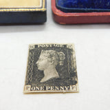 Victorian Penny Black 1d Postage Stamp PF 4 Margin Example Antique 1840 VF