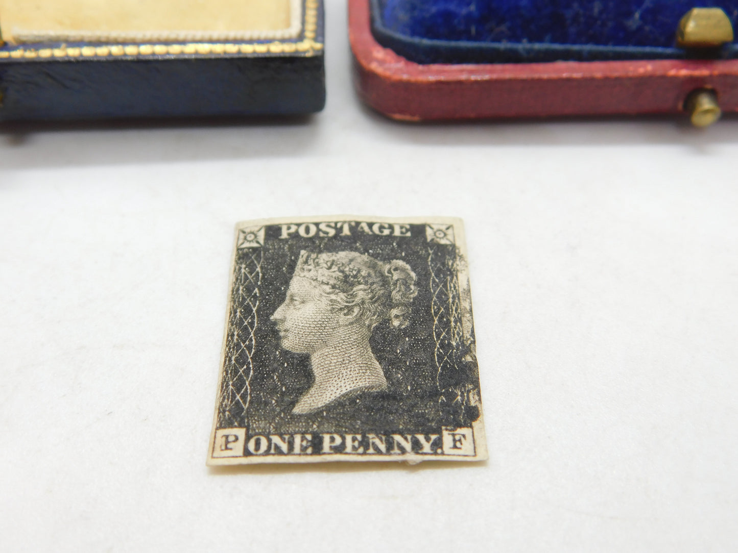 Victorian Penny Black 1d Postage Stamp PF 4 Margin Example Antique 1840 VF