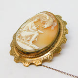 Victorian Rolled Gold Carved Shell Hebe & the Eagle Cameo Brooch Antique c1860