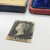 Victorian Penny Black 1d Postage Stamp PF 4 Margin Example Antique 1840 VF