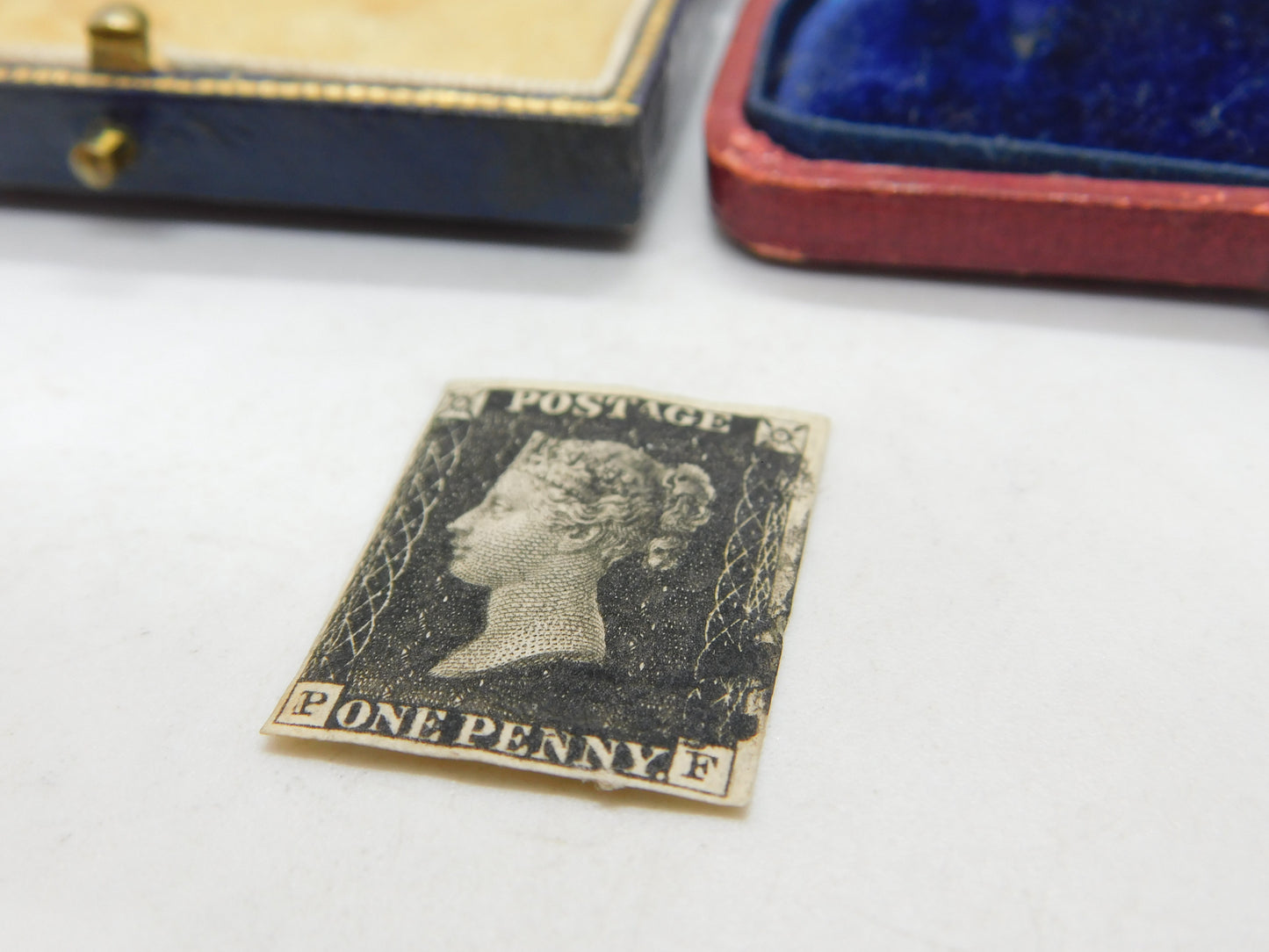 Victorian Penny Black 1d Postage Stamp PF 4 Margin Example Antique 1840 VF