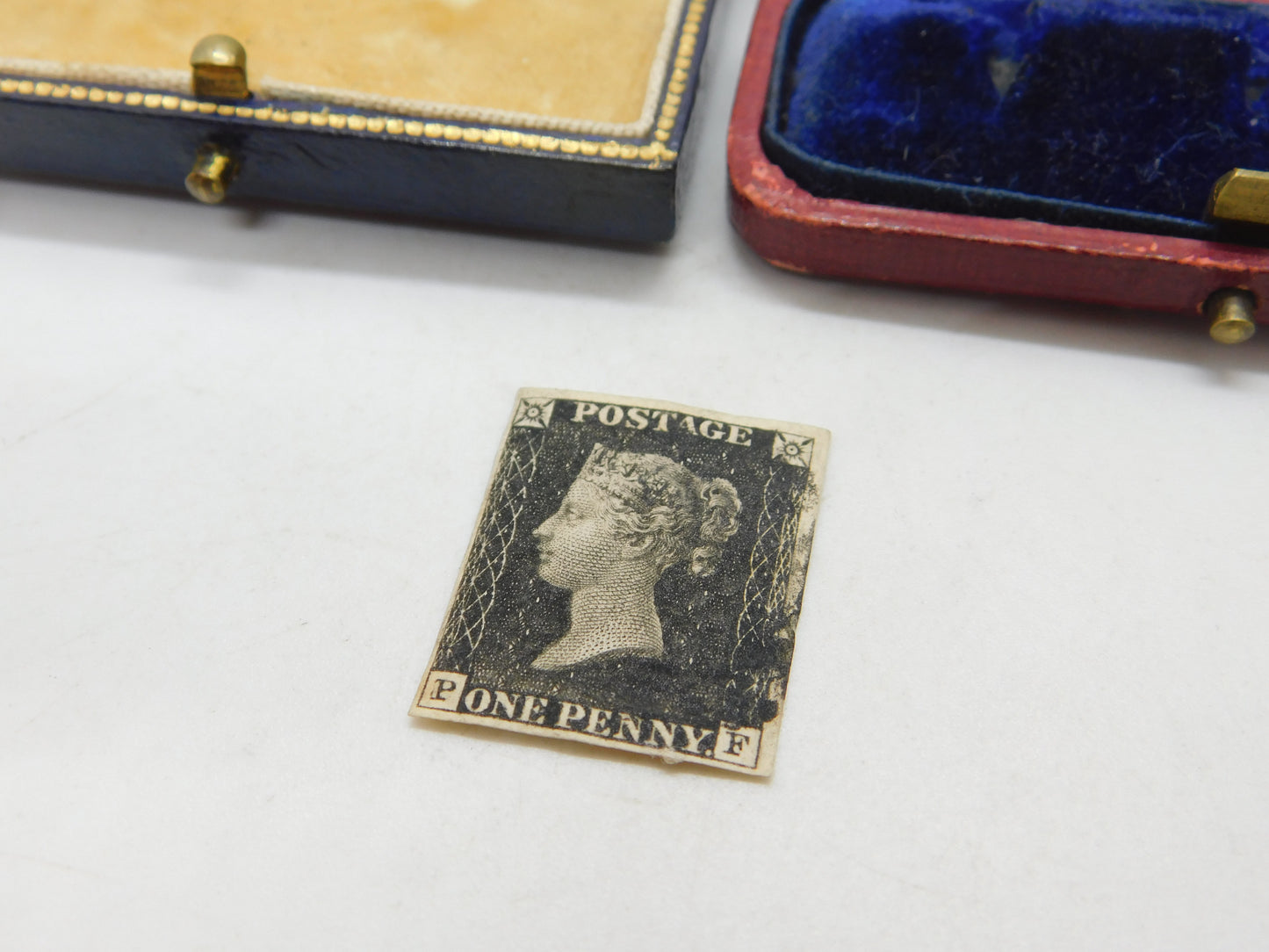 Victorian Penny Black 1d Postage Stamp PF 4 Margin Example Antique 1840 VF