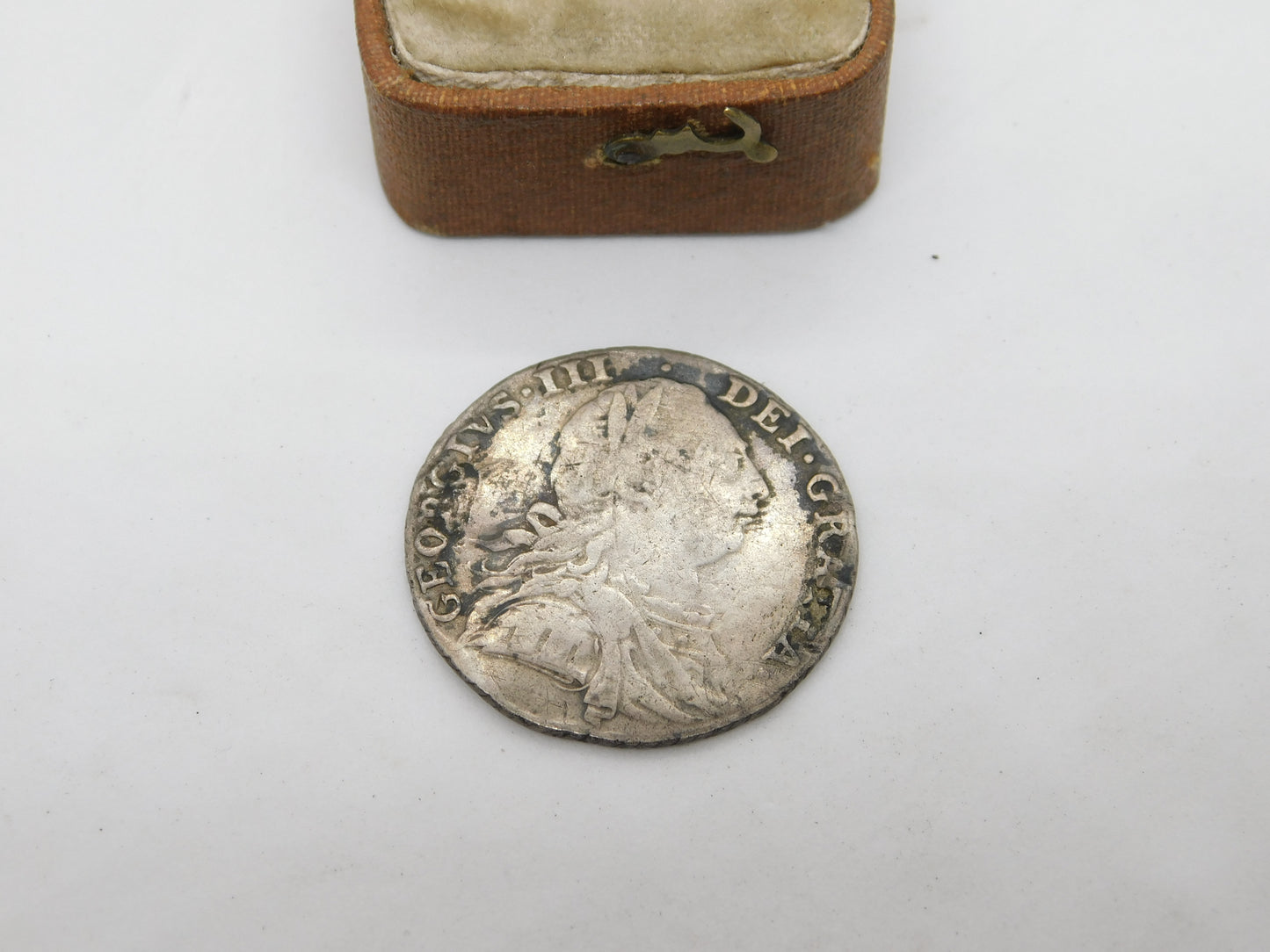 King George III Sterling Silver Shilling Coin Fine Condition Antique 1787