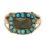 Georgian 9ct Rose Gold, Turquoise Mourning Ring 'Dearest Brian, 1812' Antique