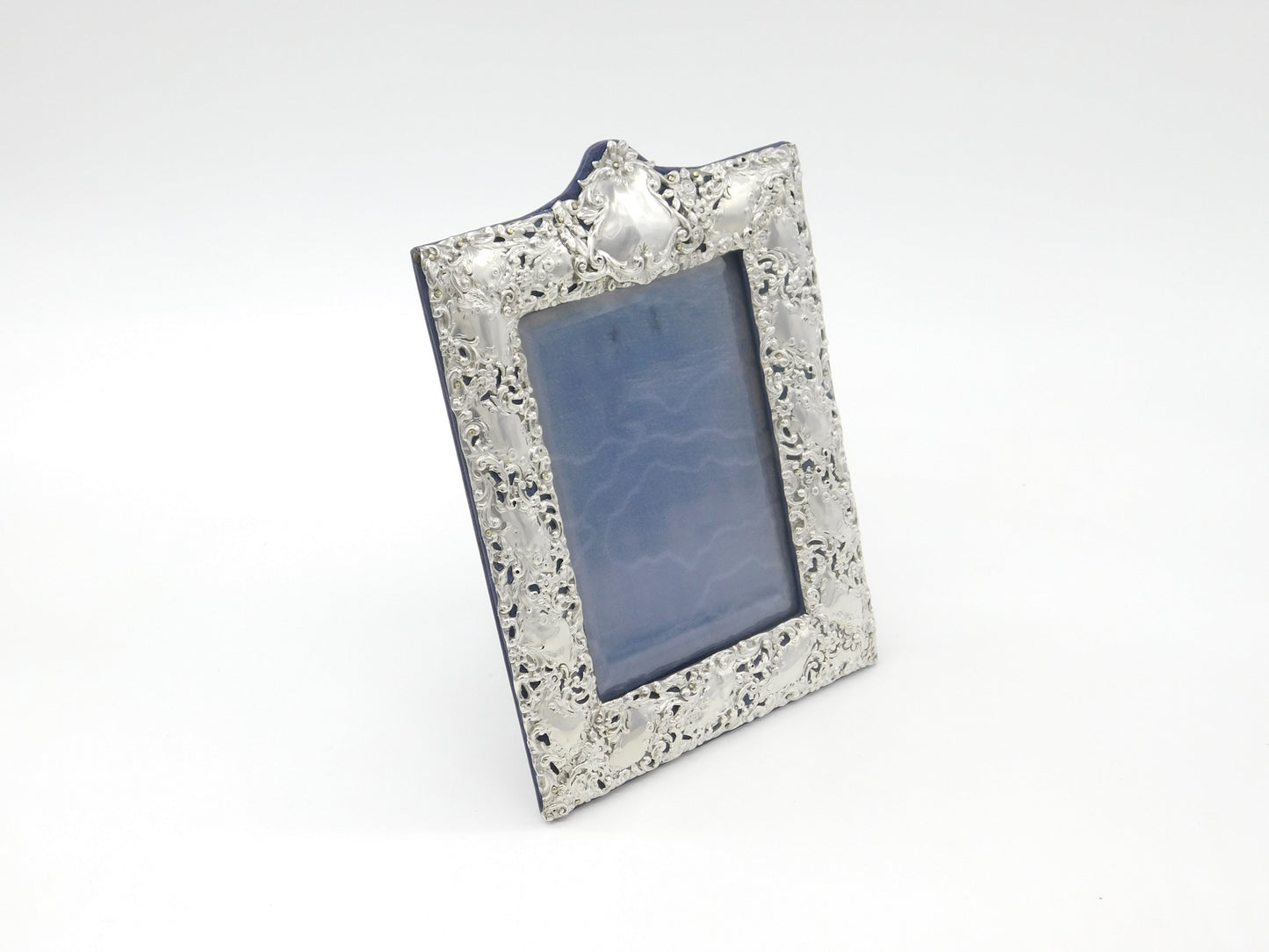 Edwardian Sterling Silver Floral Pattern Picture Frame Antique 1906 Birmingham