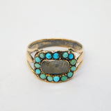 Georgian 9ct Rose Gold, Turquoise Mourning Ring 'Dearest Brian, 1812' Antique