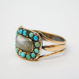 Georgian 9ct Rose Gold, Turquoise Mourning Ring 'Dearest Brian, 1812' Antique