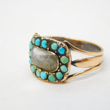 Georgian 9ct Rose Gold, Turquoise Mourning Ring 'Dearest Brian, 1812' Antique