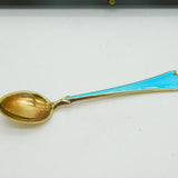 Magnus Aase Boxed Set of Sterling Silver Gilt & Enamel Teaspoons Antique c1920s