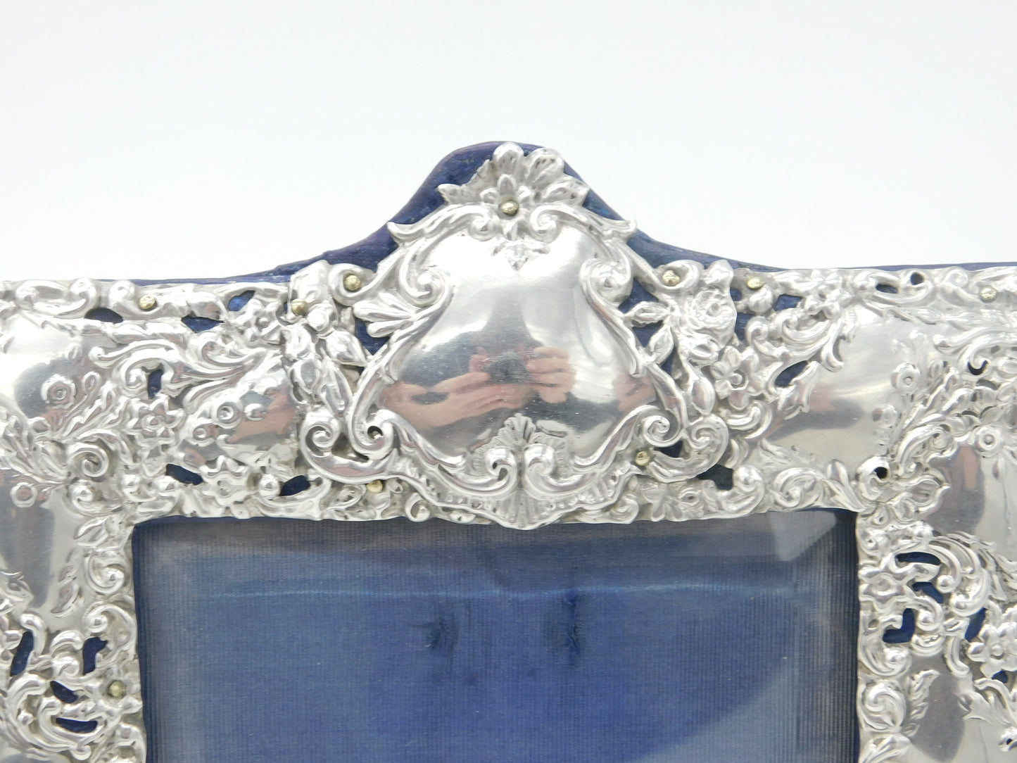 Edwardian Sterling Silver Floral Pattern Picture Frame Antique 1906 Birmingham