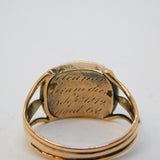 Georgian 9ct Rose Gold, Turquoise Mourning Ring 'Dearest Brian, 1812' Antique