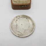 King George III Sterling Silver LX Crown Coin Fair Condition 1820 Antique