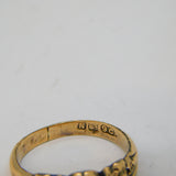 Victorian 9ct Yellow Gold & Three-Stone Turquoise Dress Ring Antique c1890