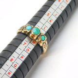 Victorian 9ct Yellow Gold & Three-Stone Turquoise Dress Ring Antique c1890