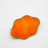 Aksel Holmsen Norwegian Sterling Silver Orange Enamel Brooch Antique c1930