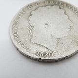King George III Sterling Silver LX Crown Coin Fair Condition 1820 Antique