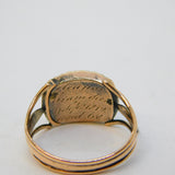 Georgian 9ct Rose Gold, Turquoise Mourning Ring 'Dearest Brian, 1812' Antique