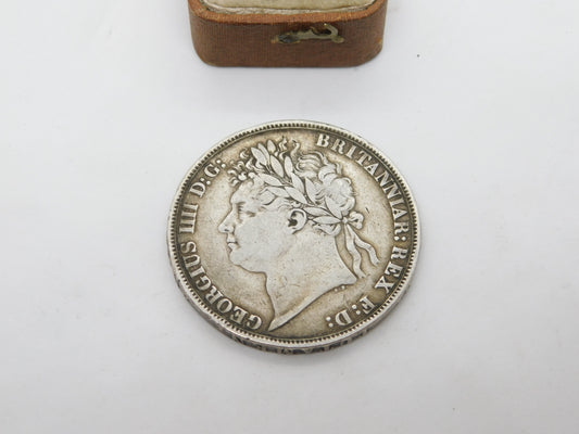 King George IV Sterling Silver Crown Coin 1821 Very Fine Condition Antique