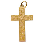 Victorian 9ct Rose Gold Floral Cross Pendant Antique 1886 Birmingham