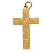 Victorian 9ct Rose Gold Floral Cross Pendant Antique 1886 Birmingham