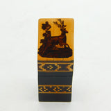 Victorian Tunbridge Ware Treen Stag Deer Pattern Needle Case Antique c1860