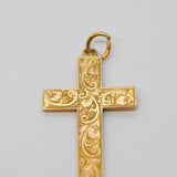 Victorian 9ct Rose Gold Floral Cross Pendant Antique 1886 Birmingham