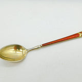 Scandinavian Boxed Set of Sterling Silver Gilt Enamel Teaspoons Antique