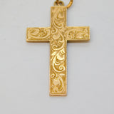 Victorian 9ct Rose Gold Floral Cross Pendant Antique 1886 Birmingham