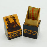 Victorian Tunbridge Ware Treen Stag Deer Pattern Needle Case Antique c1860