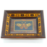 Victorian Tunbridge Ware Treen Sewing Pin Dish Butterfly Pattern Antique c1860