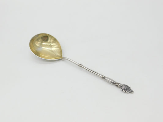 Victorian Russian .875 Silver Gilt Bowl Twisted Stem Spoon Antique c1900