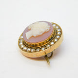 Georgian 9ct Gold, Pearl, Carved Sardonyx Cameo Brooch Pin Antique c1820