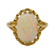 9ct Yellow Gold & Cabochon-Cut Opal Dress Ring Vintage 1979 London