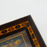 Victorian Tunbridge Ware Treen Sewing Pin Dish Butterfly Pattern Antique c1860
